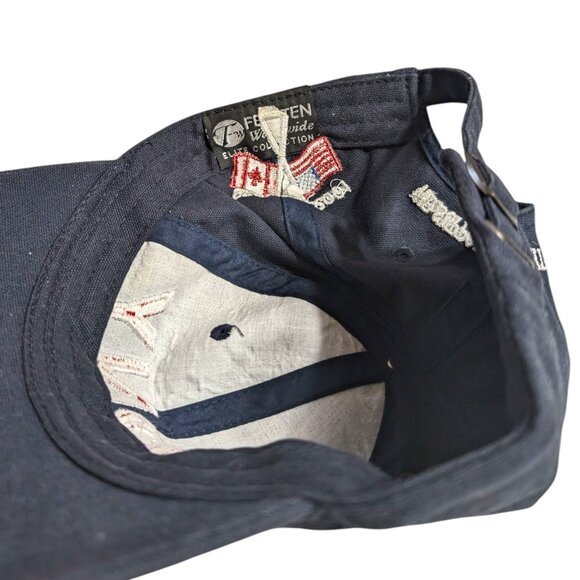 FDNY Fire Dept 9/11 Tribute Hat Canadian & American Flag Embroidered Navy Blue O - Picture 5 of 7